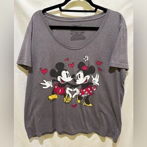 2XL Mickey & Minnie vintage look Graphic Tee - Gray